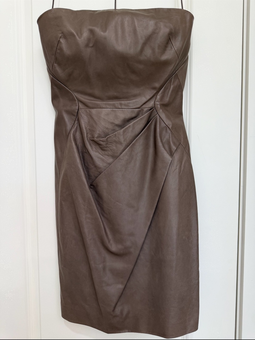 J. Mendel Brown Leather Strapless Mini Dress Size 4 NWT